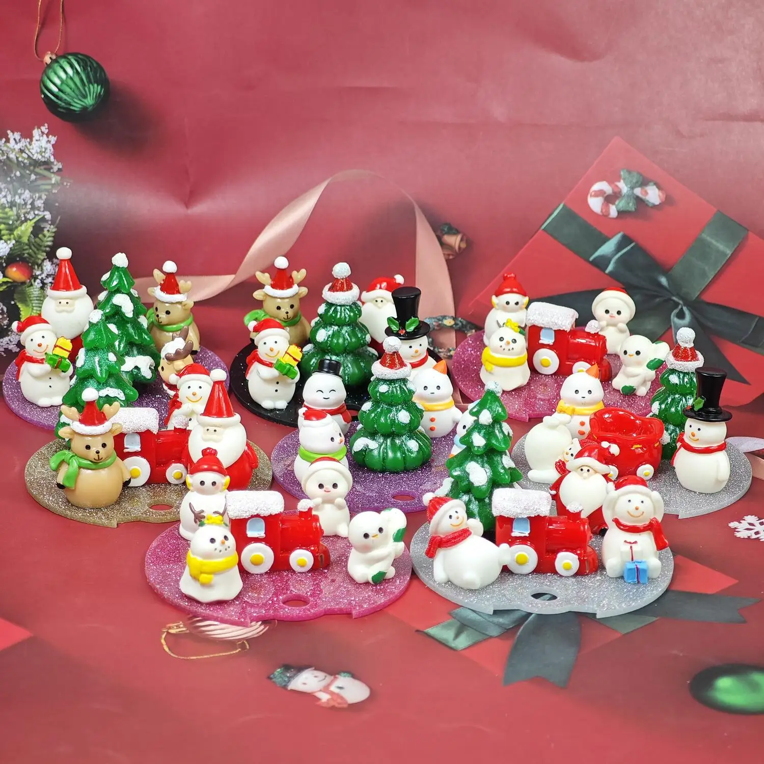 Miniature Landscape Christmas Straw Topper Dust Cap Acrylic Fixed Plate for 40oz Cup Lid Unique Party Favor Accessory