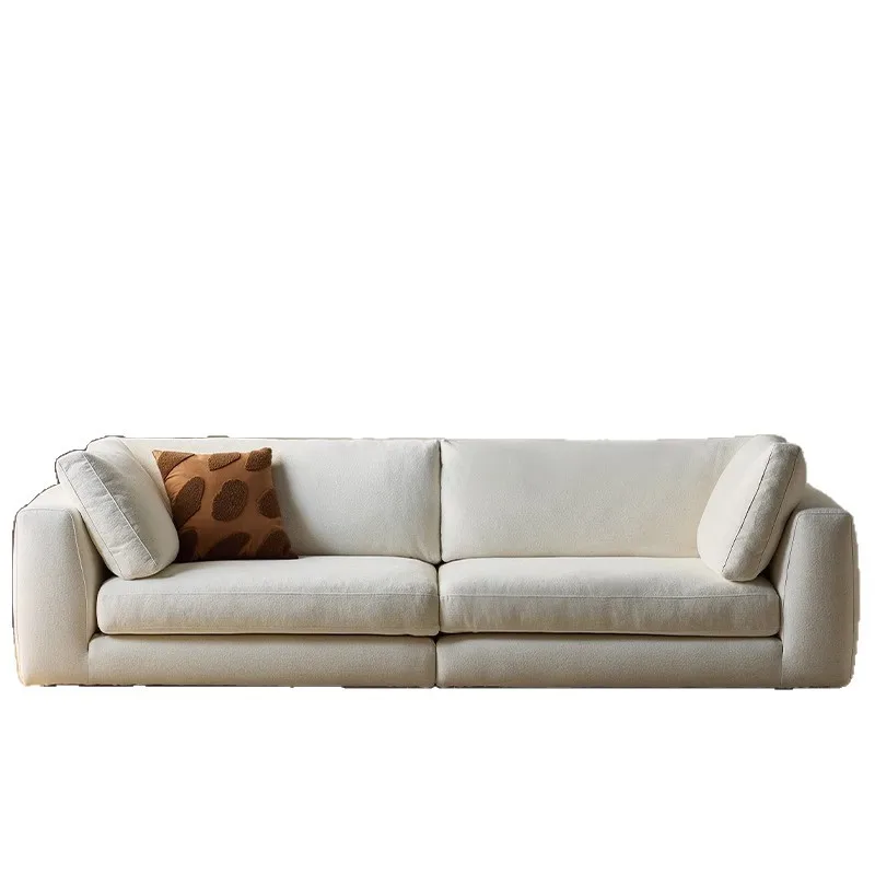 

Living room modern simple cream straight row cotton and linen fabric sofa