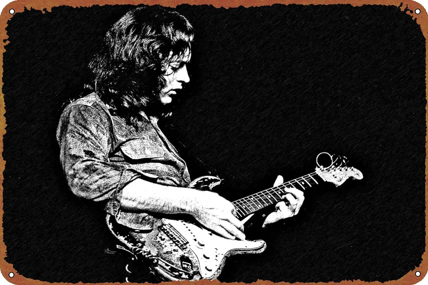 Artist Rory Gallagher Guitar Metal Tin Sign Poster Vintage Art Wall Decor 12 x 8 inch