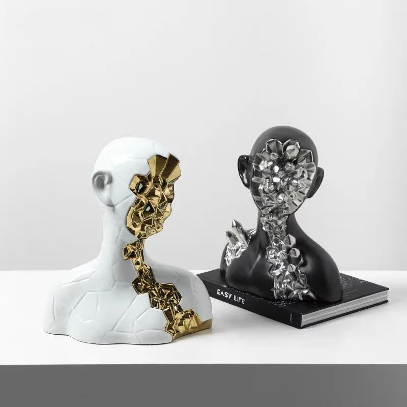 Room decoration items abstract figures sculptures modern gilded gold and silver crystals abstract figures decorative items livin