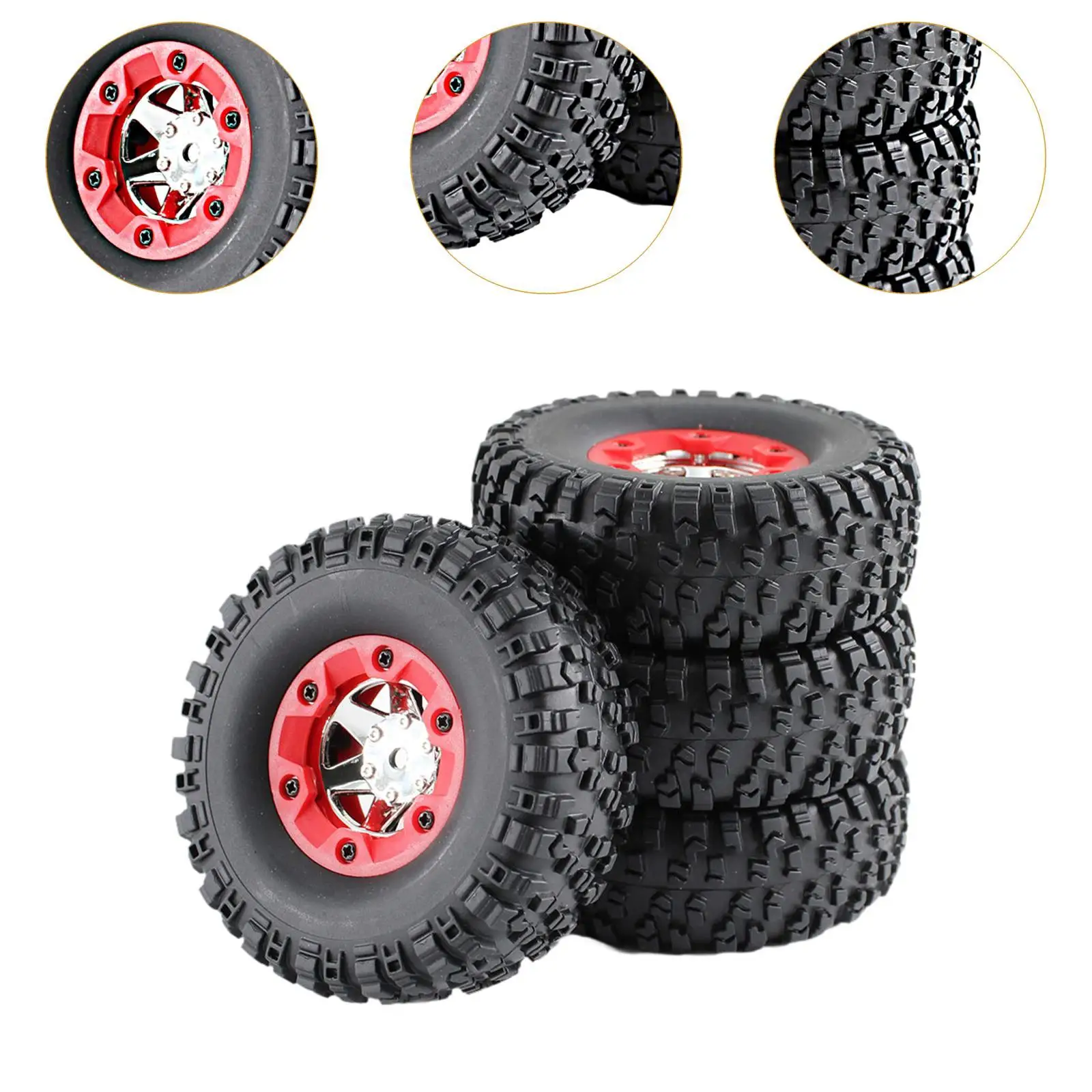 4x RC Tire Wheels Spare Parts Tyres Set for 12427 124006 for RC 1: 12 Scale