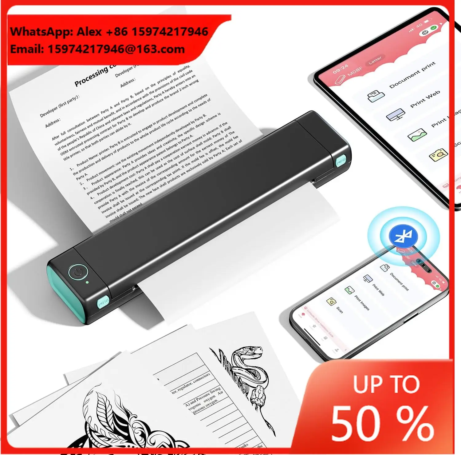 Phomemo M08F A4 Mini Impresora Portatil Wireless Thermal Picture Label Cell Phone Sticker Mobile Printer For Oficina Pequena