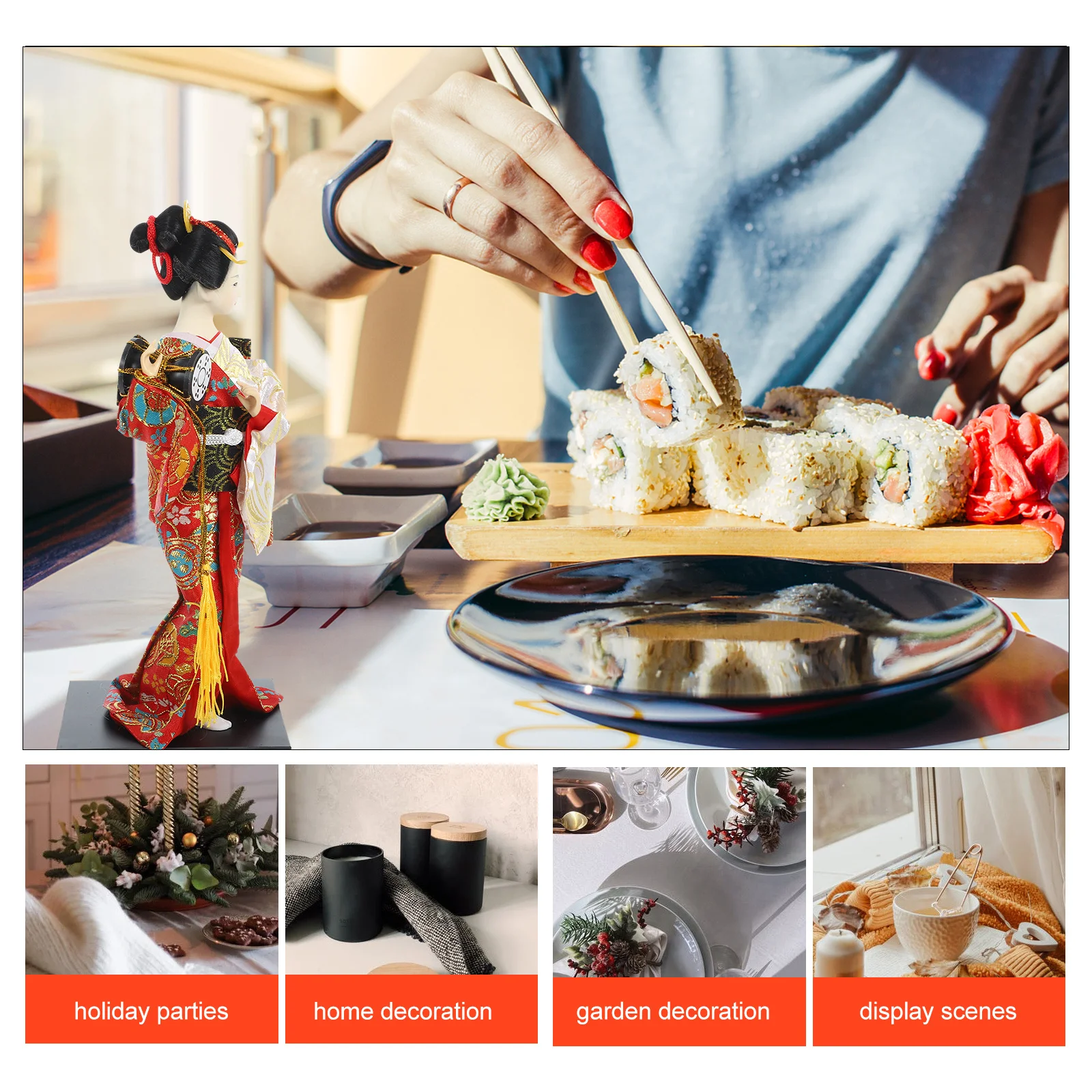 

2pcs 2 Pack Japanese Ornament Centerpiece for Table Figurine Miniatures Decorations Home Kimono Sculpture Figurines