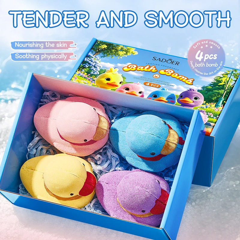 

1 Piece, Random Color, Four-Color Cute Duck Bath Salt Ball Gift Box, Cartoon Blue Duck Cleansing Bath Salt Ball (Floating Ball) Cleansing Bath Salt Ball, Deep Cleansing, Gentle Skin Nourishment