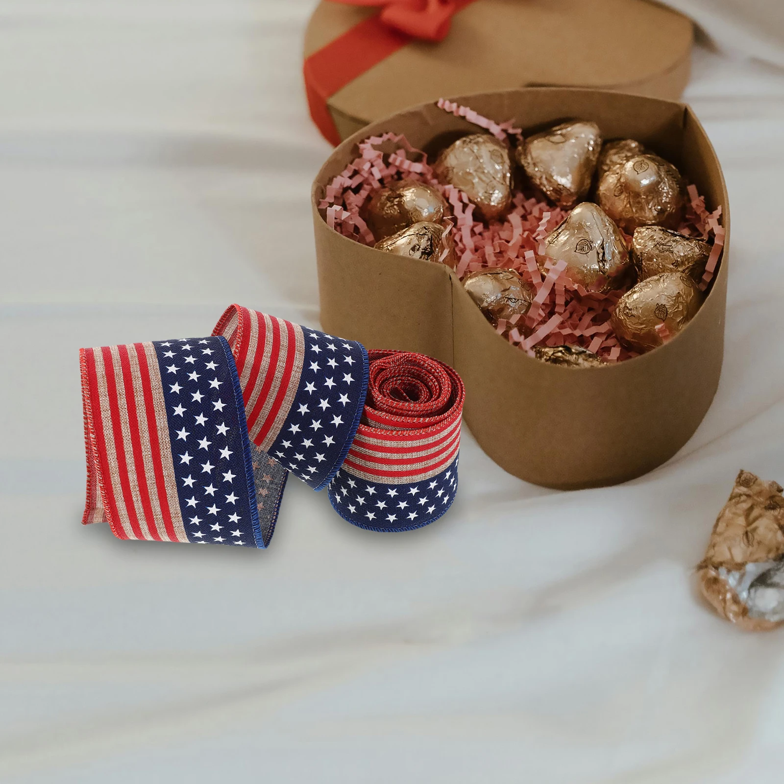 

Independence Day Ribbon 4th July Holiday Decoration Polyester Patriotic Wreath Ribbon Classic American Flag Stars Stripes