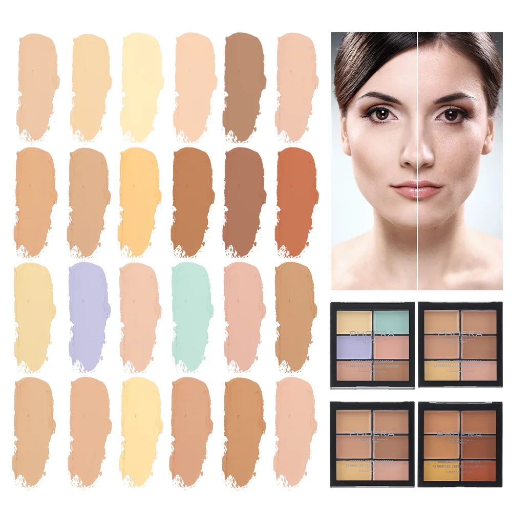 PHOERA 6-Color Classic Concealer Palette Cream Texture Moisturizing Full Coverage Acne Spot Invisible Pore Concealer Face Makeup