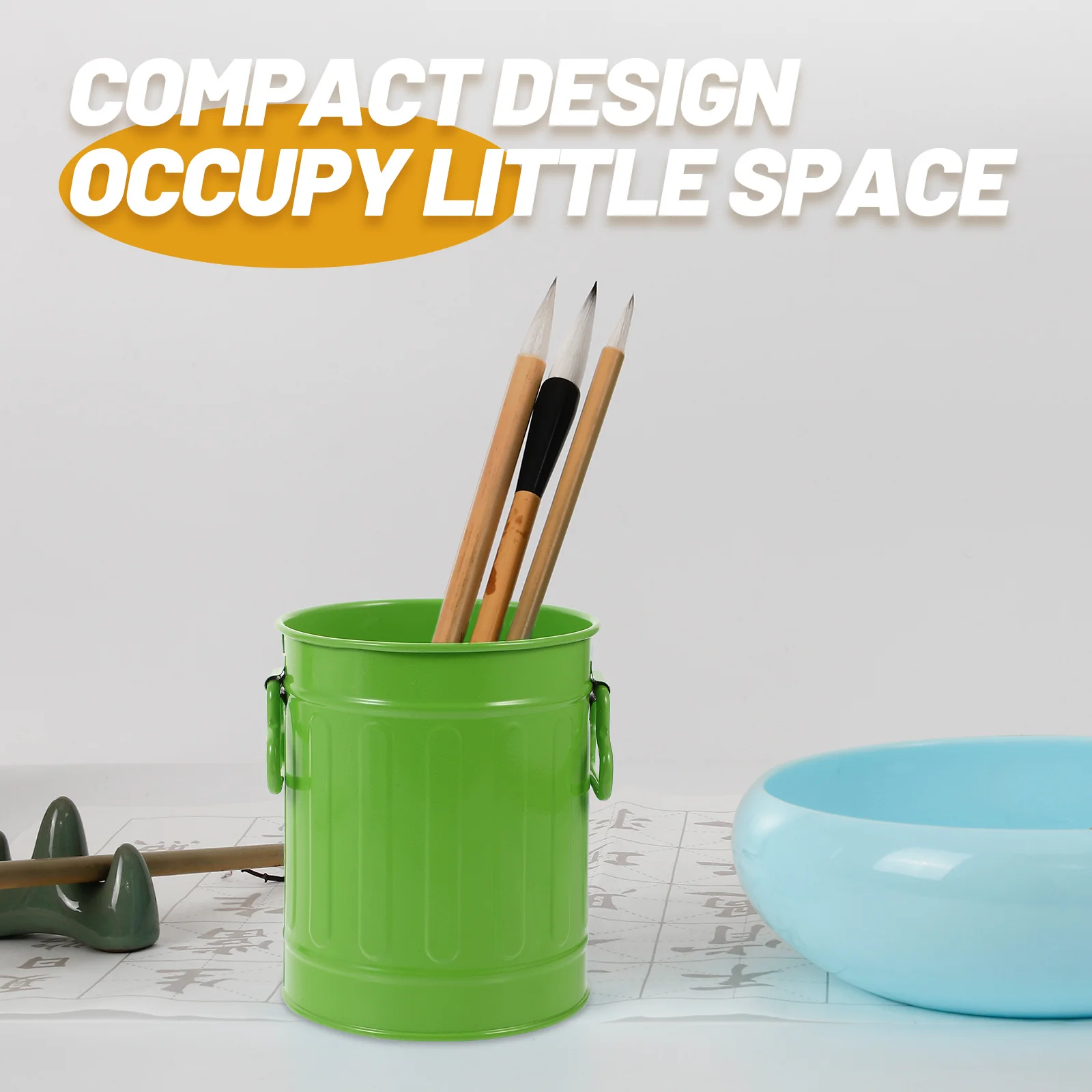 

1pc Cute Iron Desktop Trash Can Multi-Functional Storage Bucket Office Desk Pen Holder Pencil Container Waste Bin Household