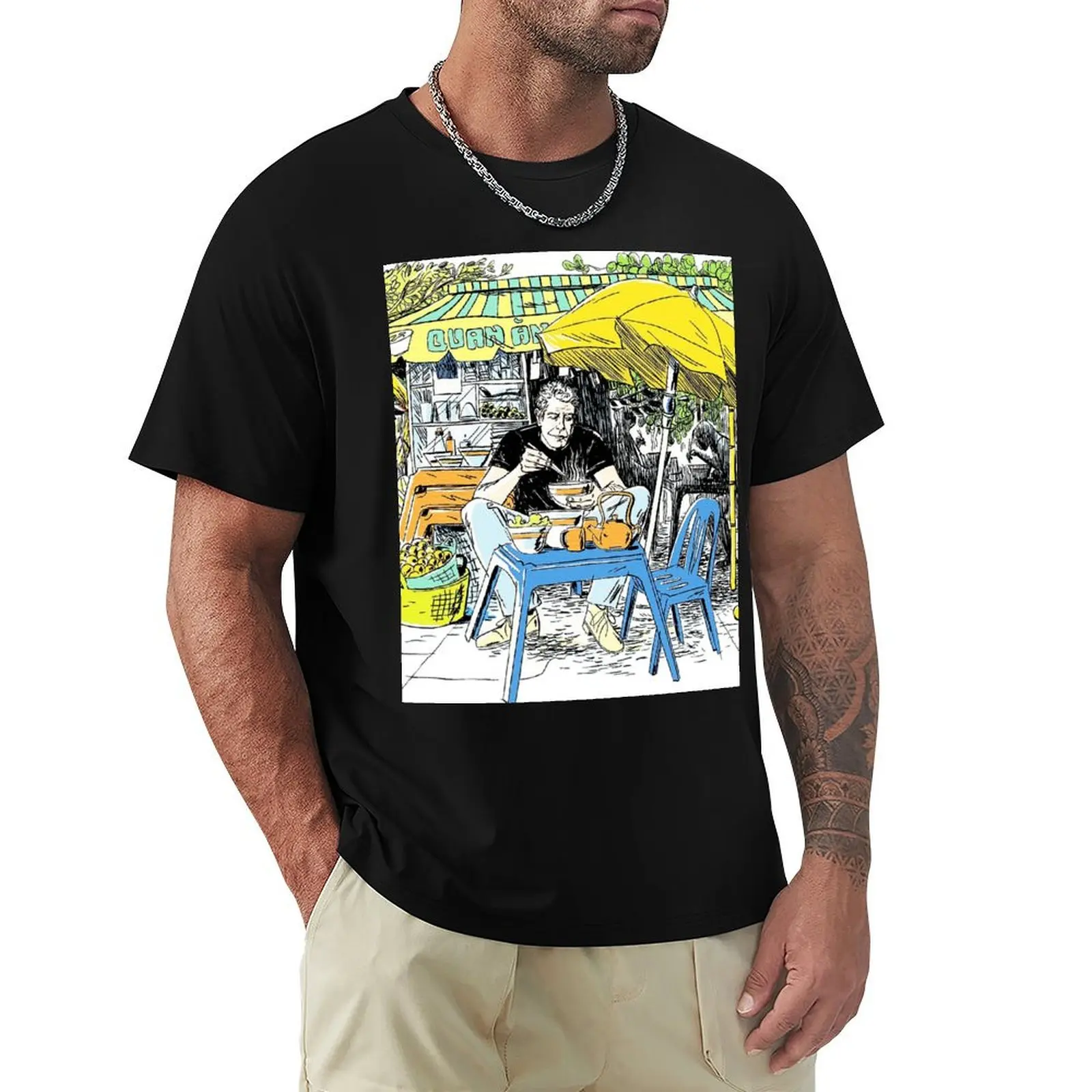 

Anthony Bourdain Drawing T-Shirt summer tops vintage t shirts mens big and tall t shirts