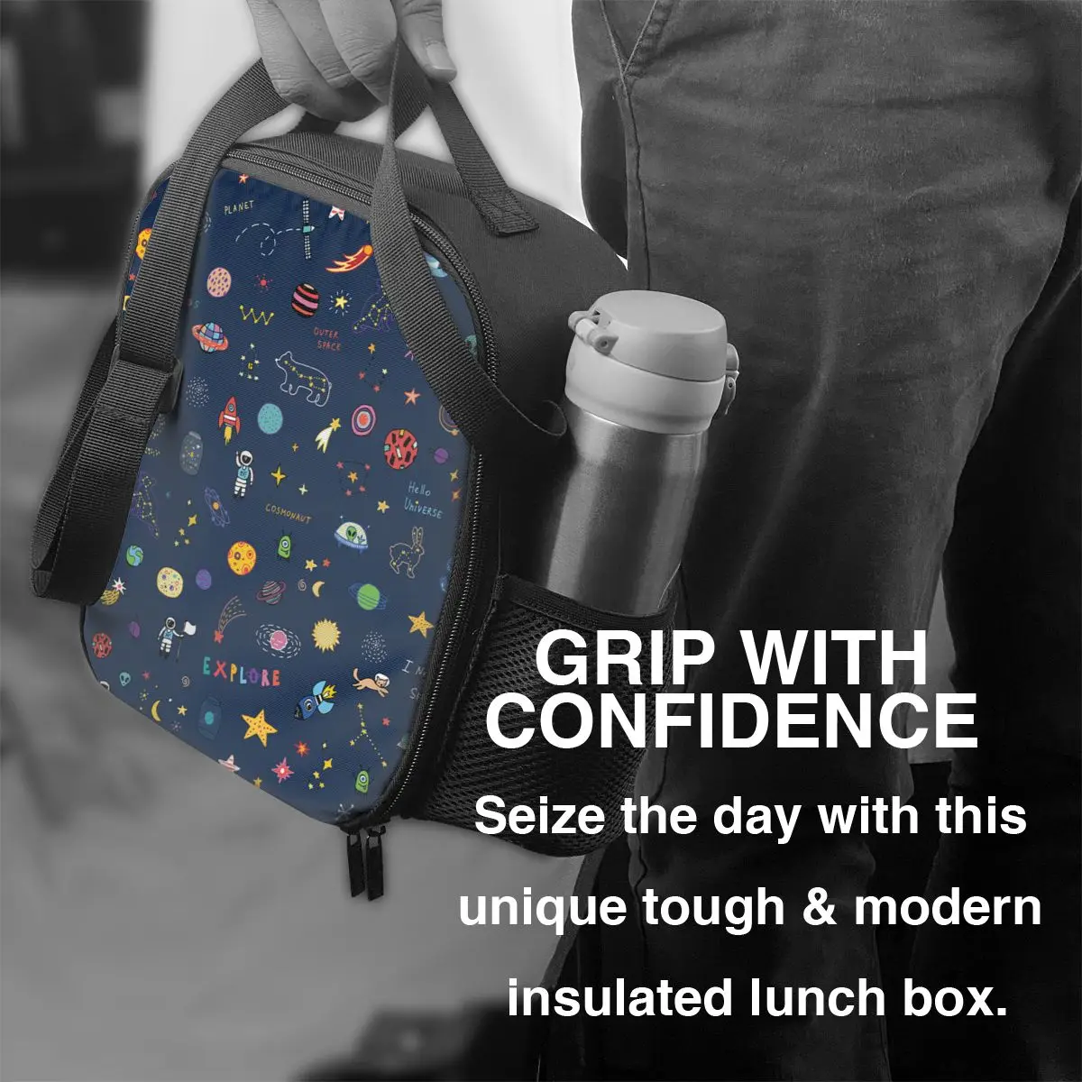 Space Universe Sun Planet Insulated Lunch Bags for Office Astronaut Spaceship Resuable Thermal Cooler Bento Box Children