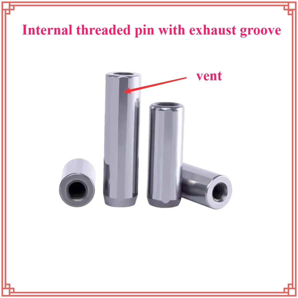 Bearing Steel Strip Air Groove Cylindrical Pin OD 4-10mm Internal Thread Mold Tapping Positioning Pin Hardware