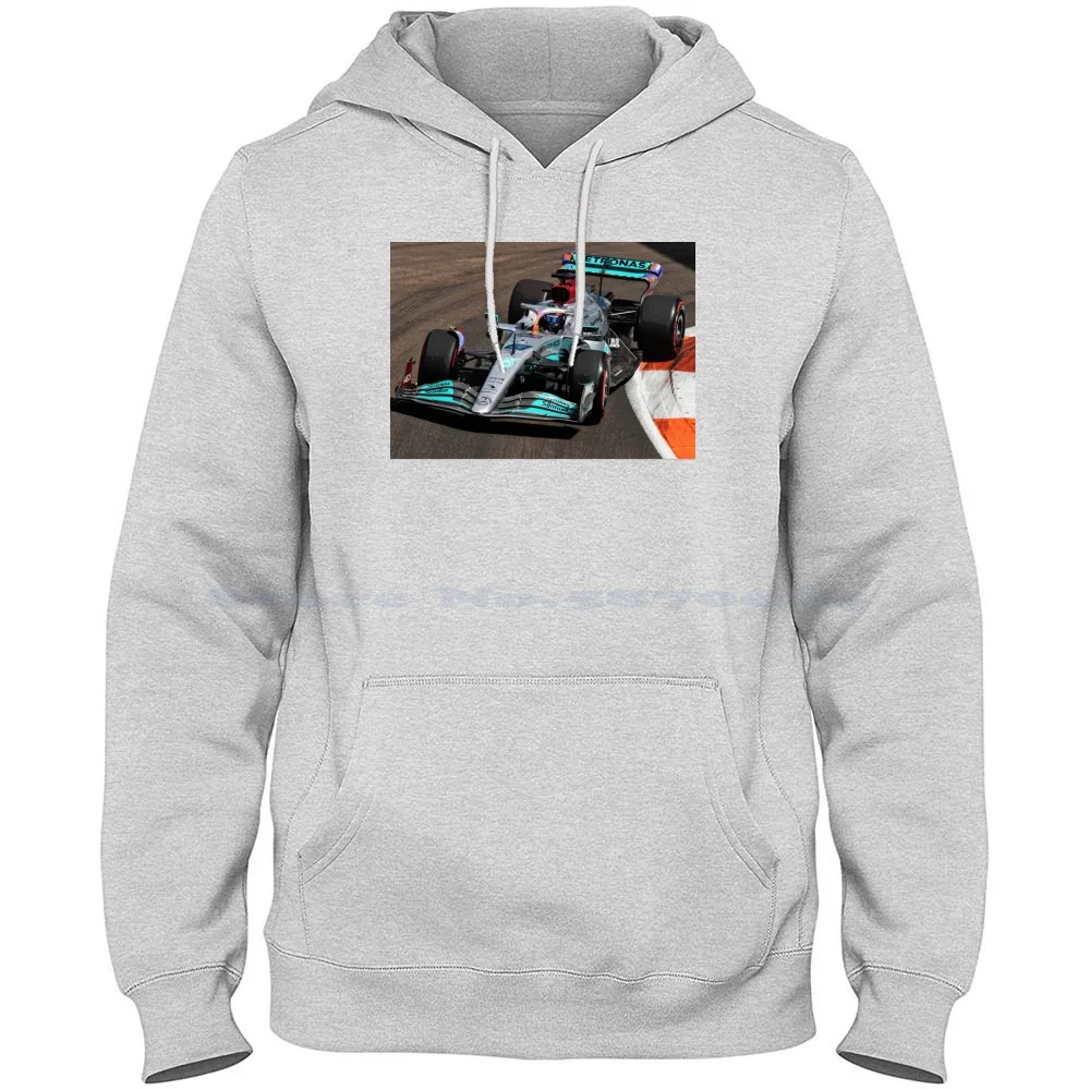 George Russell Racing During The 2022 Miami Grand Prix Watercolor 100% Cotton Hoodie Racecars Sports Fia Racingdriver