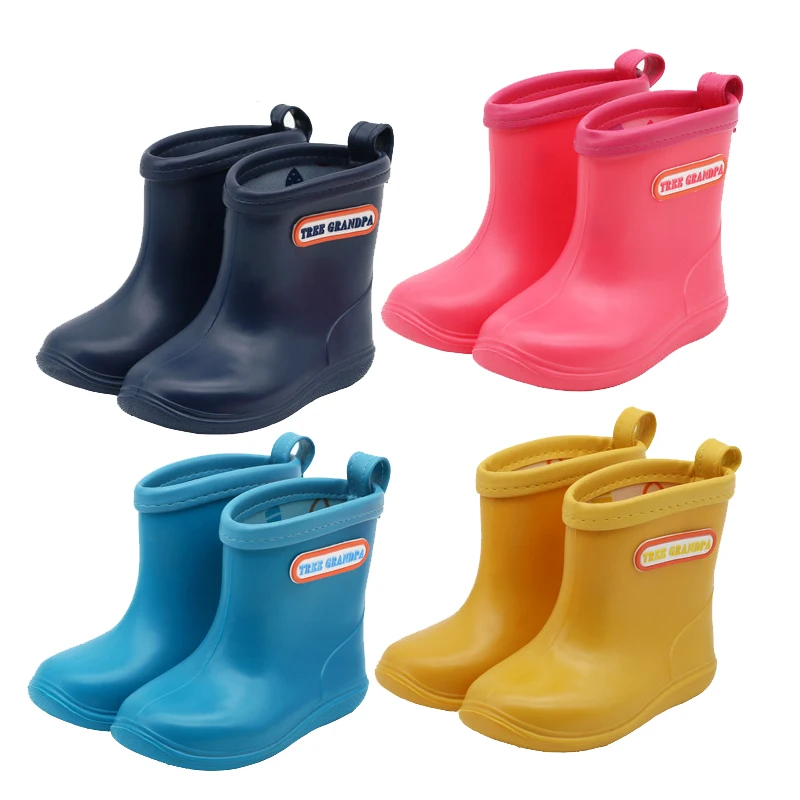 2023 Children Water Shoes PVC Kids Rubber Rainboots Fashion Cute Baby Girls Rain Boots Waterproof Boys Water Boots Infant