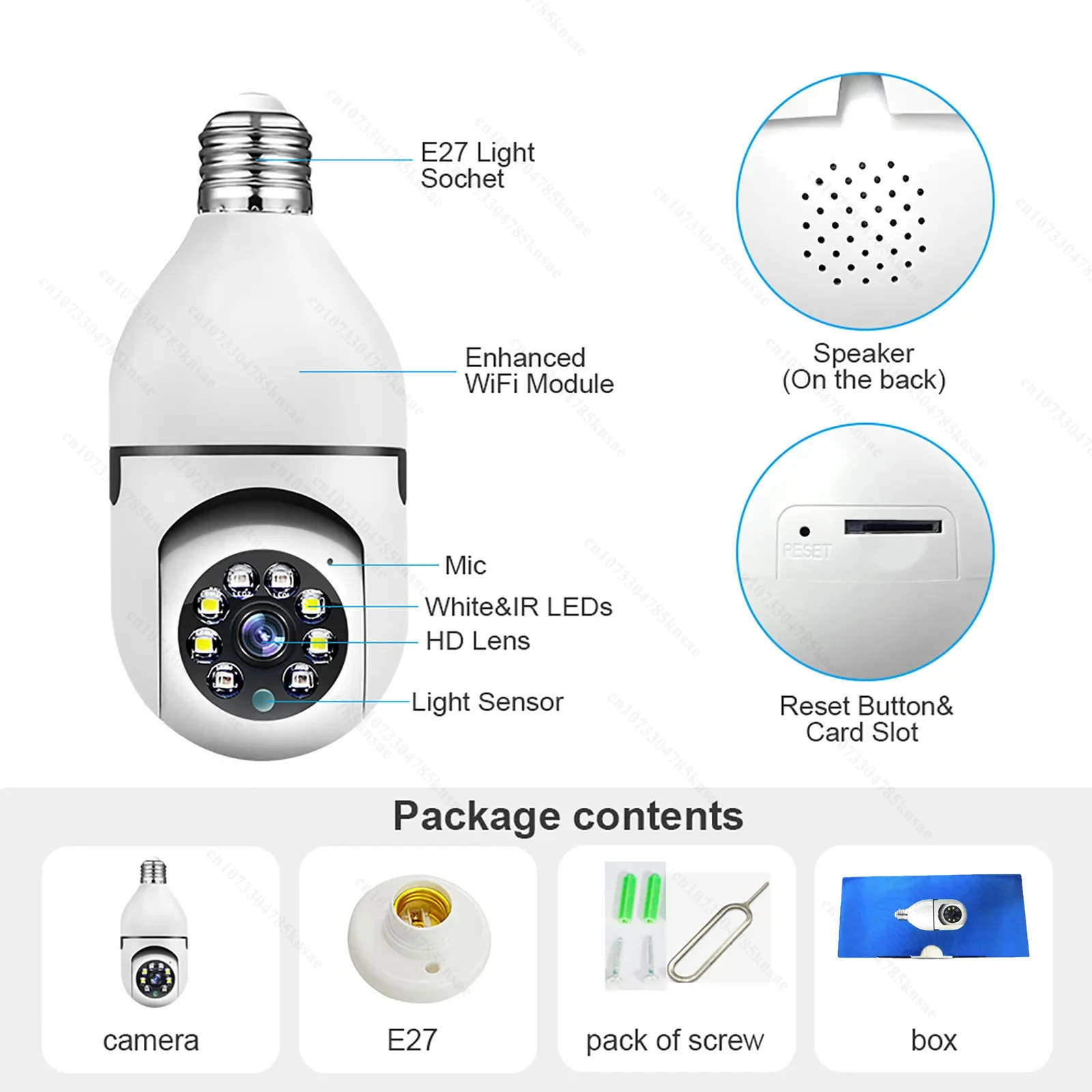 Imagem -06 - Câmera de Vigilância Visão Noturna sem Fio Monitor de Segurança do Bebê Rastreamento Humano Automático Wifi Lâmpada E27 hd Zoom 4x mp mp 5mp