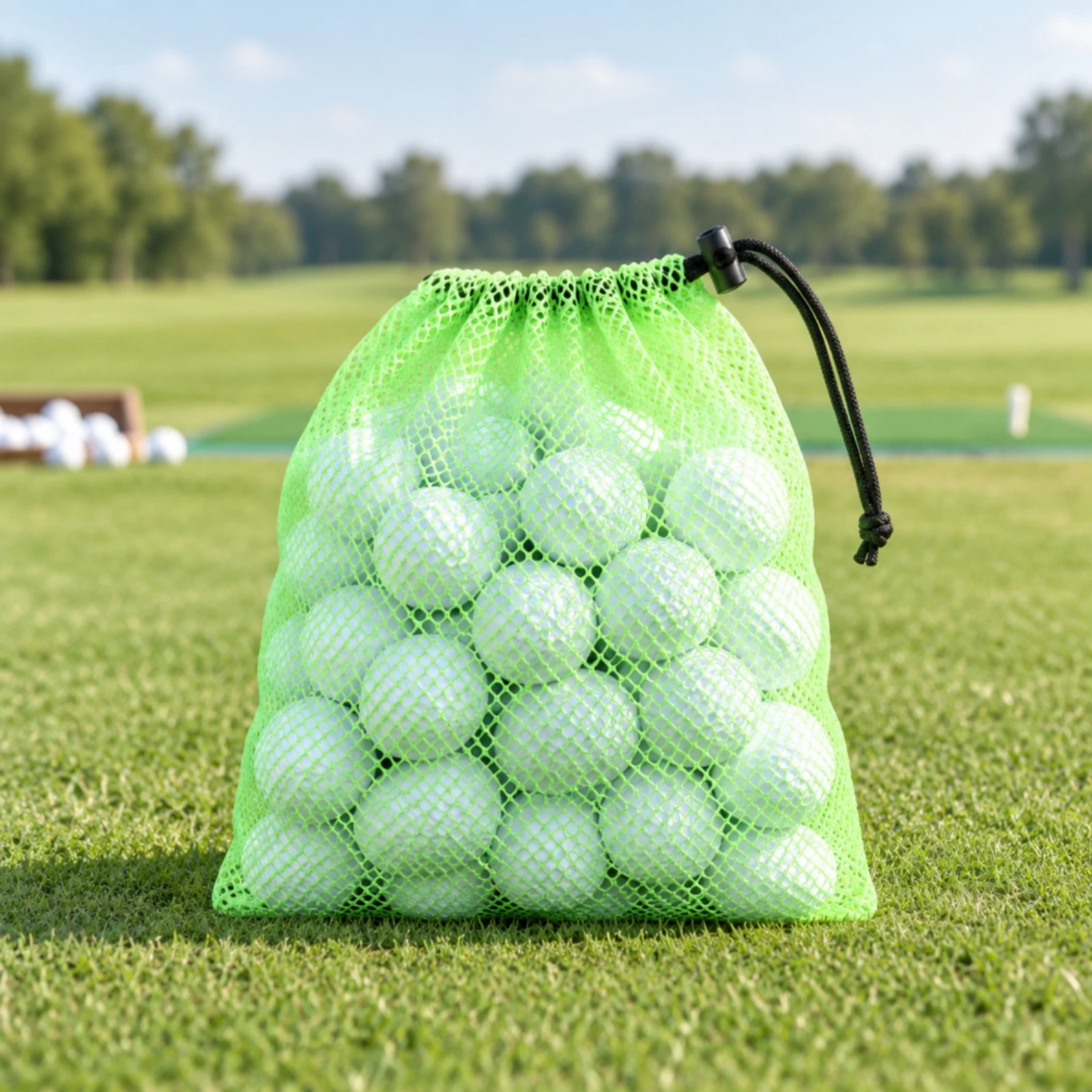 Drawstring Golf Ball Bag with Cord Lock Lightweight Golf Ball Storage Bag Long-Lasting Space-Saving for Golfers, Equipment Rooms