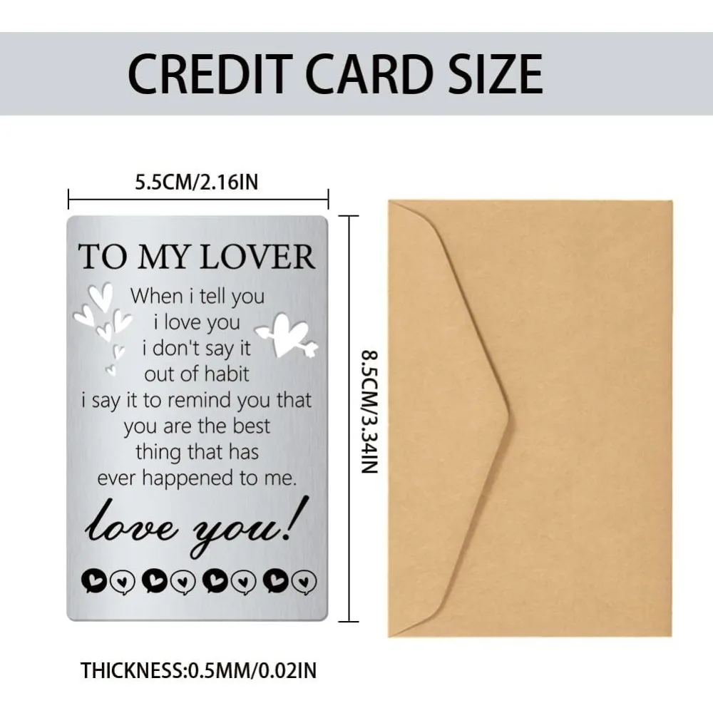 Engraved Wallet Card Insert To My Lover Metal Wallet Card Mini Love Note Anniversary Steel Cards Birthday Thanksgiving Christmas