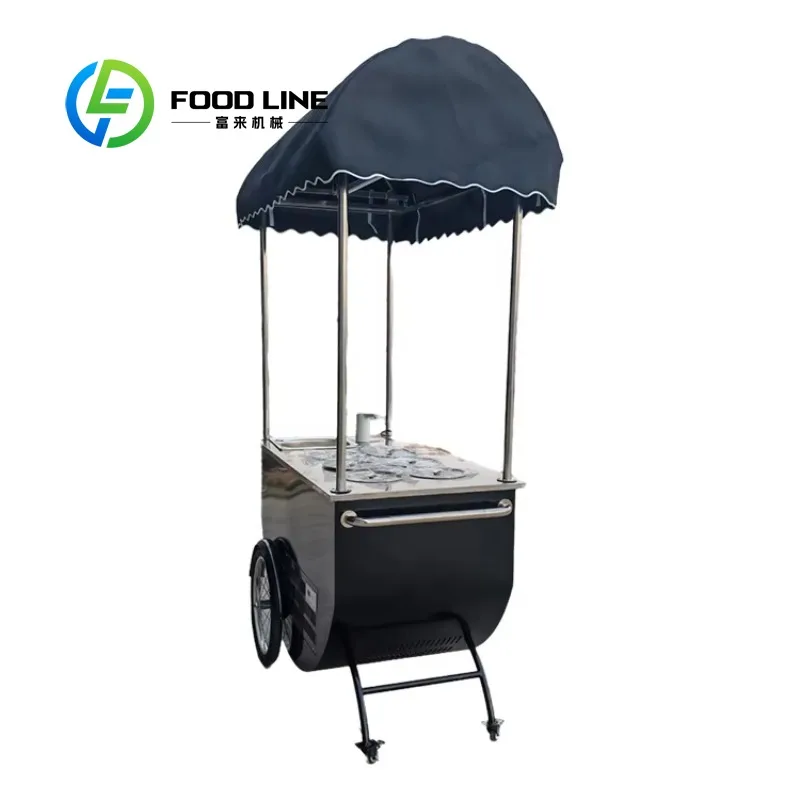 Customized New Design Hand Push Mobile Fast Food Cart for Street Hot Dog Vending Commercial Use