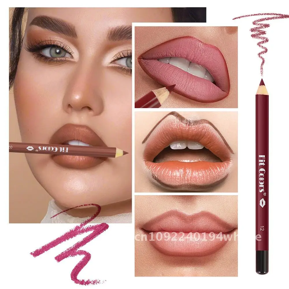 Fit Colors 12 colori Set di matite per labbra opache Impermeabile a lunga durata Facile da applicare Penna per contorno labbra durevole per tipi di pelle universali