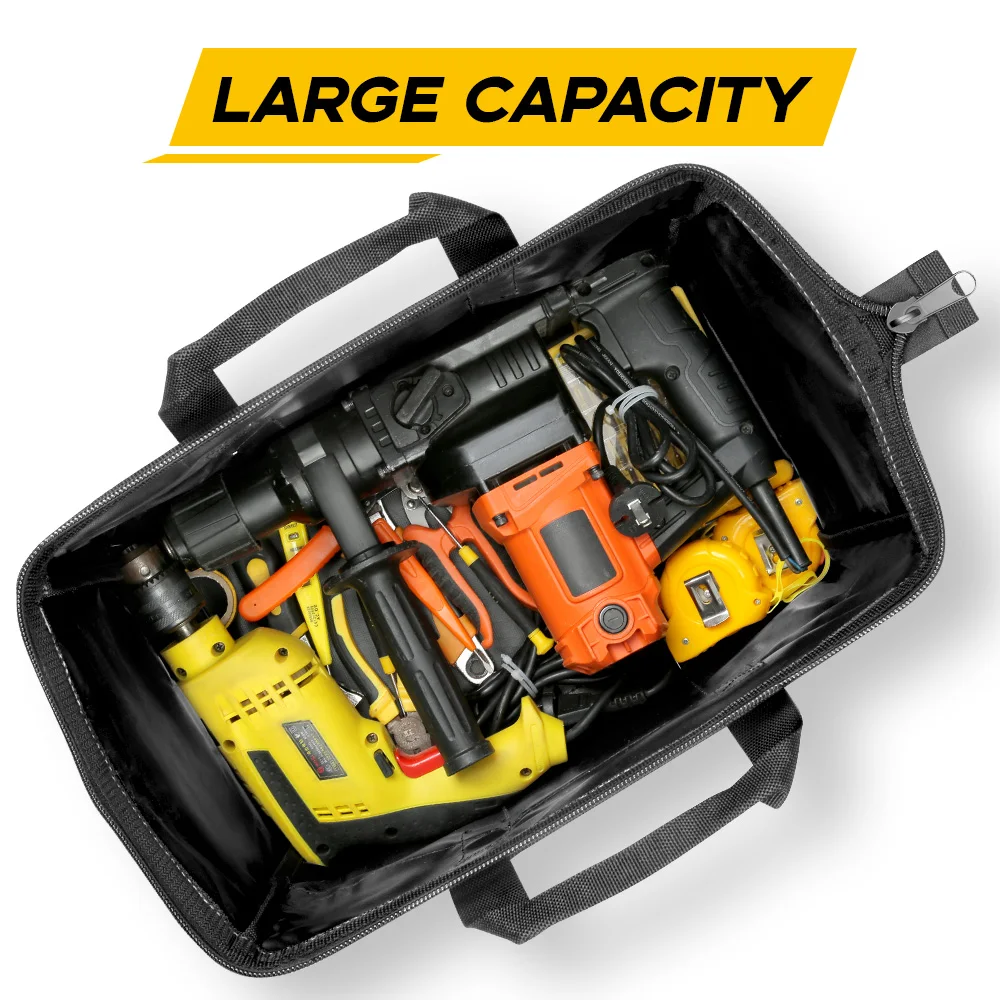 WINHUNT 大型ツールバッグ、男性用ヘビーデューティーツールバッグ、17.3インチ/44cm、グリーン、1680Dポリエステル、DIYや職人向け