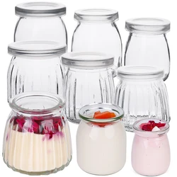 Mini Pudding Jars Cute Wishing Glass Bottle Storage Cups with Lid High Temperature Resistant Homemade Jam Jar Yogurt Container