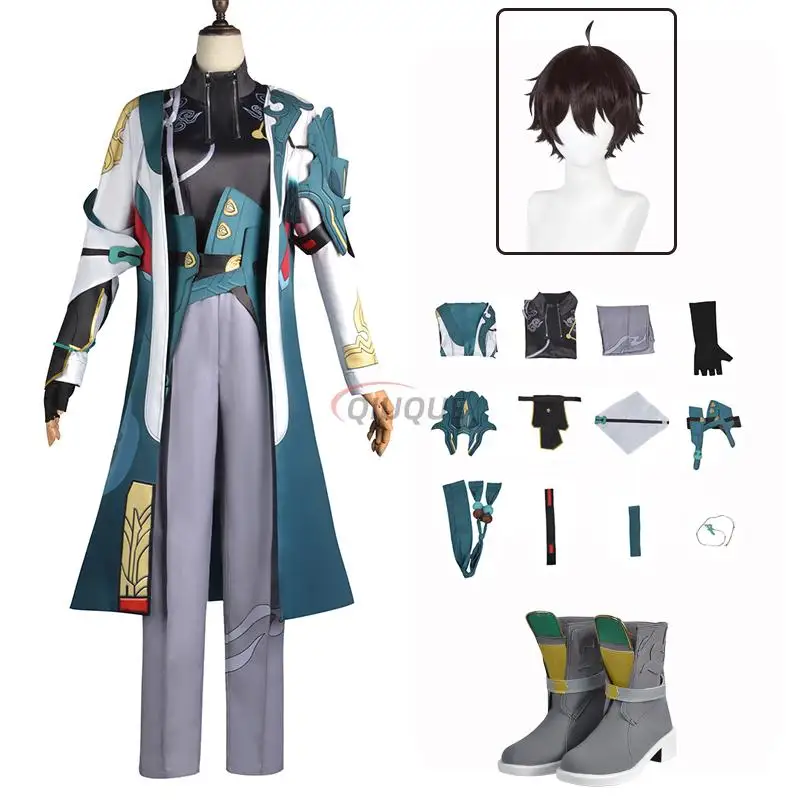 

Danheng Cosplay HSR Honkai Star Rail Cosplay Costume with Earrings Dan Heng Cosplay Wig Shoes Women Men Outfit Role Playing Suit