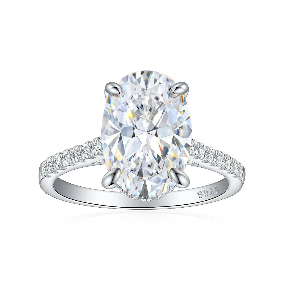 

Sparkling 9x13mm Lab Grown Diamond Rings for Women, 925 Sterling Silver Oval-Cut Wedding Band Ring, Anniversary Jewelry for Wife