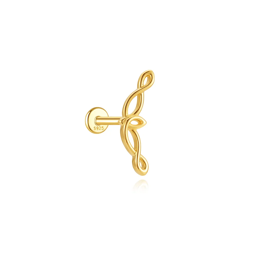 AIDE 925 Sterling Silber 1 Stück Glänzender Geometrischer Segelboot-Helix-Piercing-Ohrring für Damen Punk-Schmuck Persönlichkeits-Mode