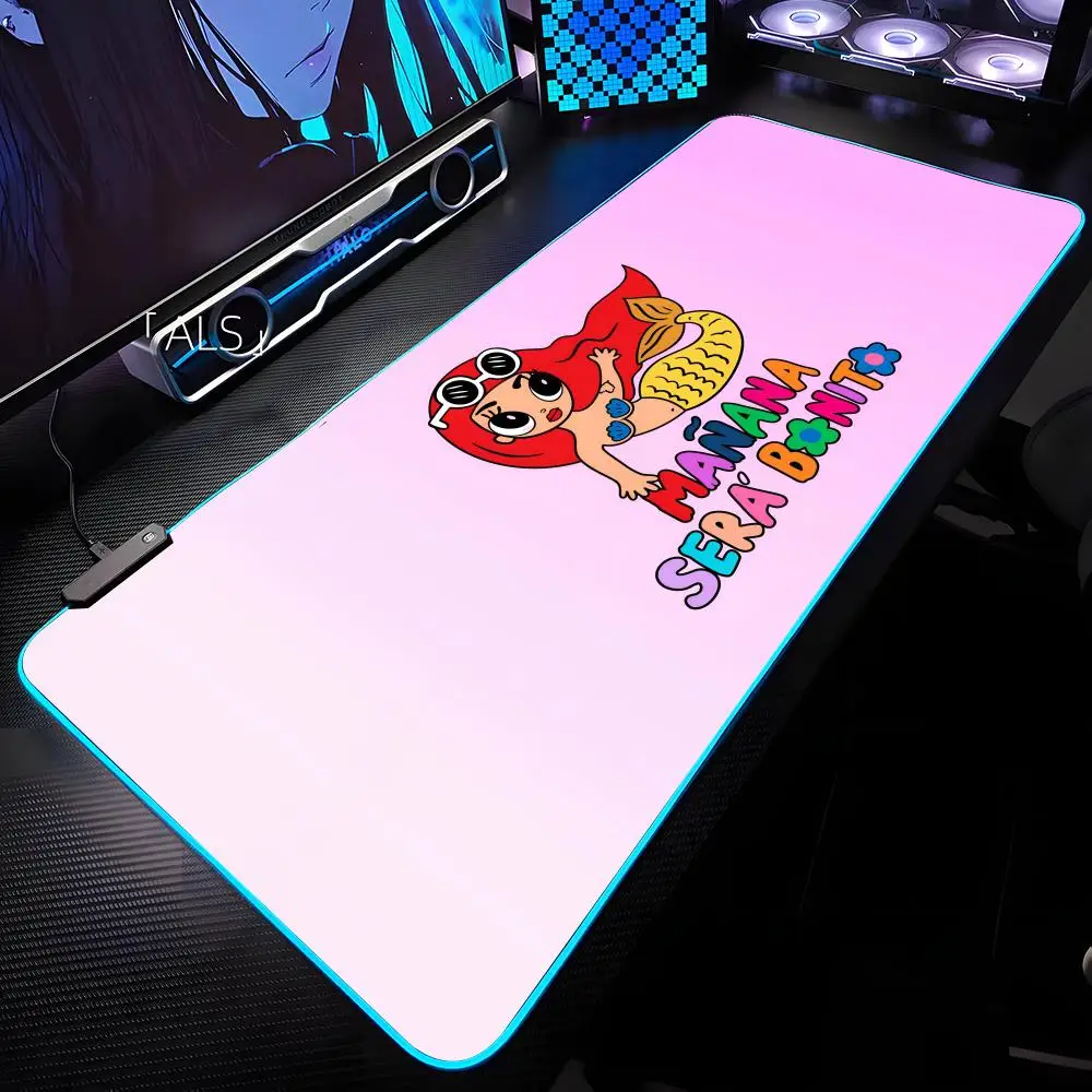 Singer K-Karol G Mouse Pad RGB Backlit Mouse Pad Laptop Mouse Pad Laptop Gamer Computer Desk Gaming Accessories