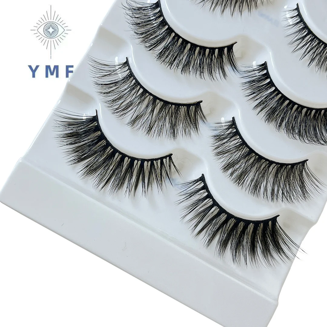 2023 New 5 Pairs  Natural Fluffy Soft Extension Tools 6d Faux Lashes Wispy Makeup In Bulk