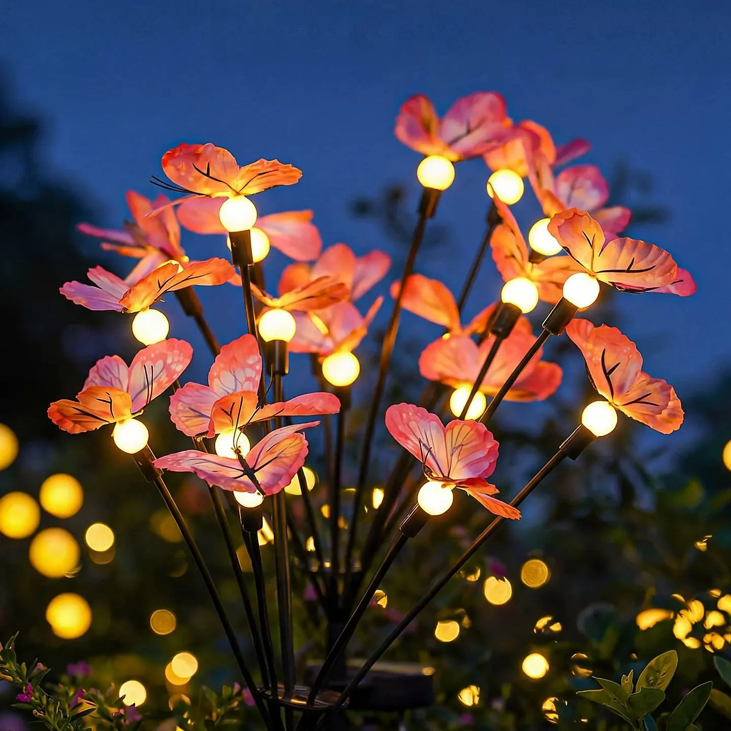 6/8/10 Head Butterfly Outdoor Decor Lights For Garden Camping Wedding Proposal Birthday Party Lovely Festival Atmosphere
