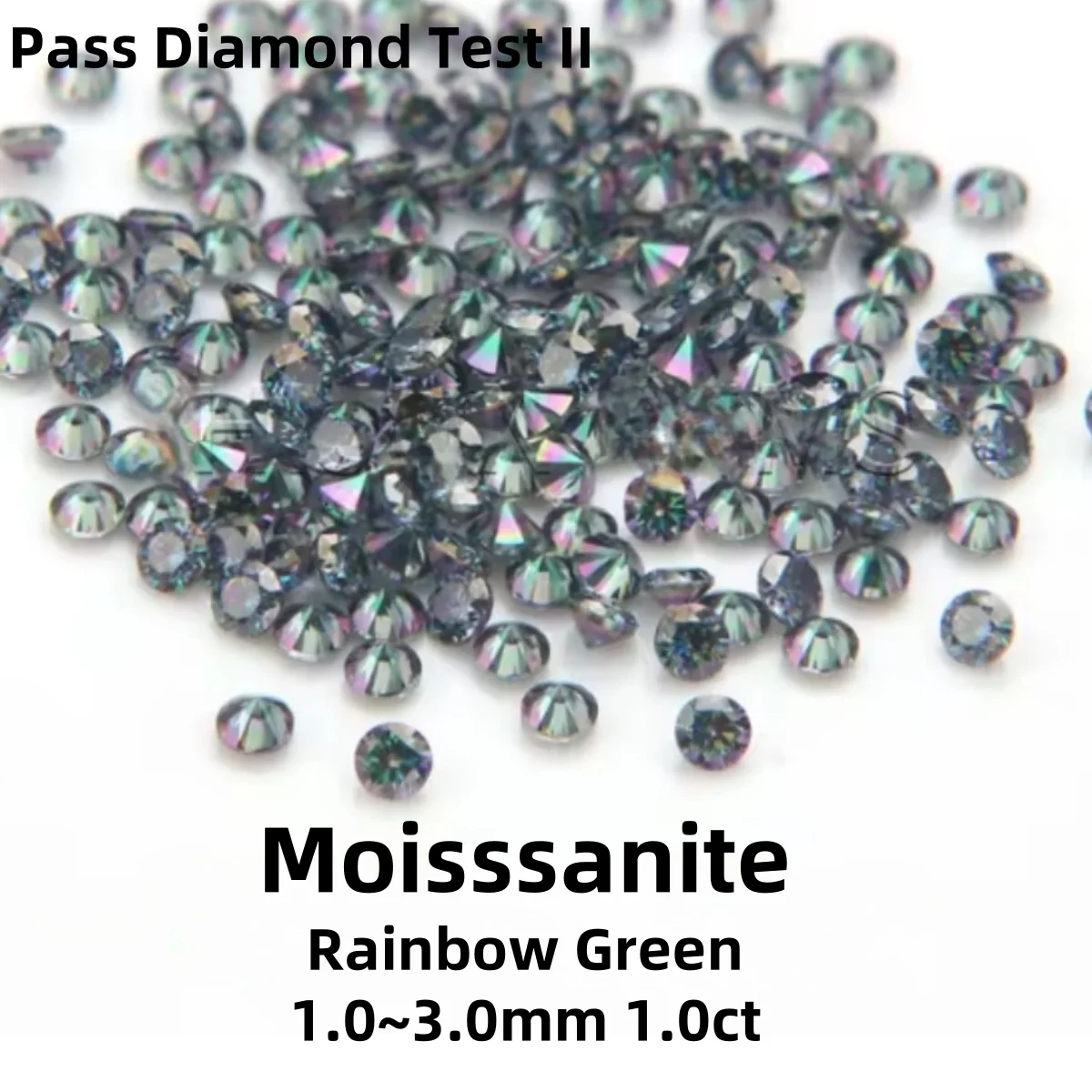 

Moissanite Stones Top Belgium Cut Small Size Loose Rainbow Green 0.8-3mm1ct Lab Grown Moissanite Diamonds Bead for Earring Ring