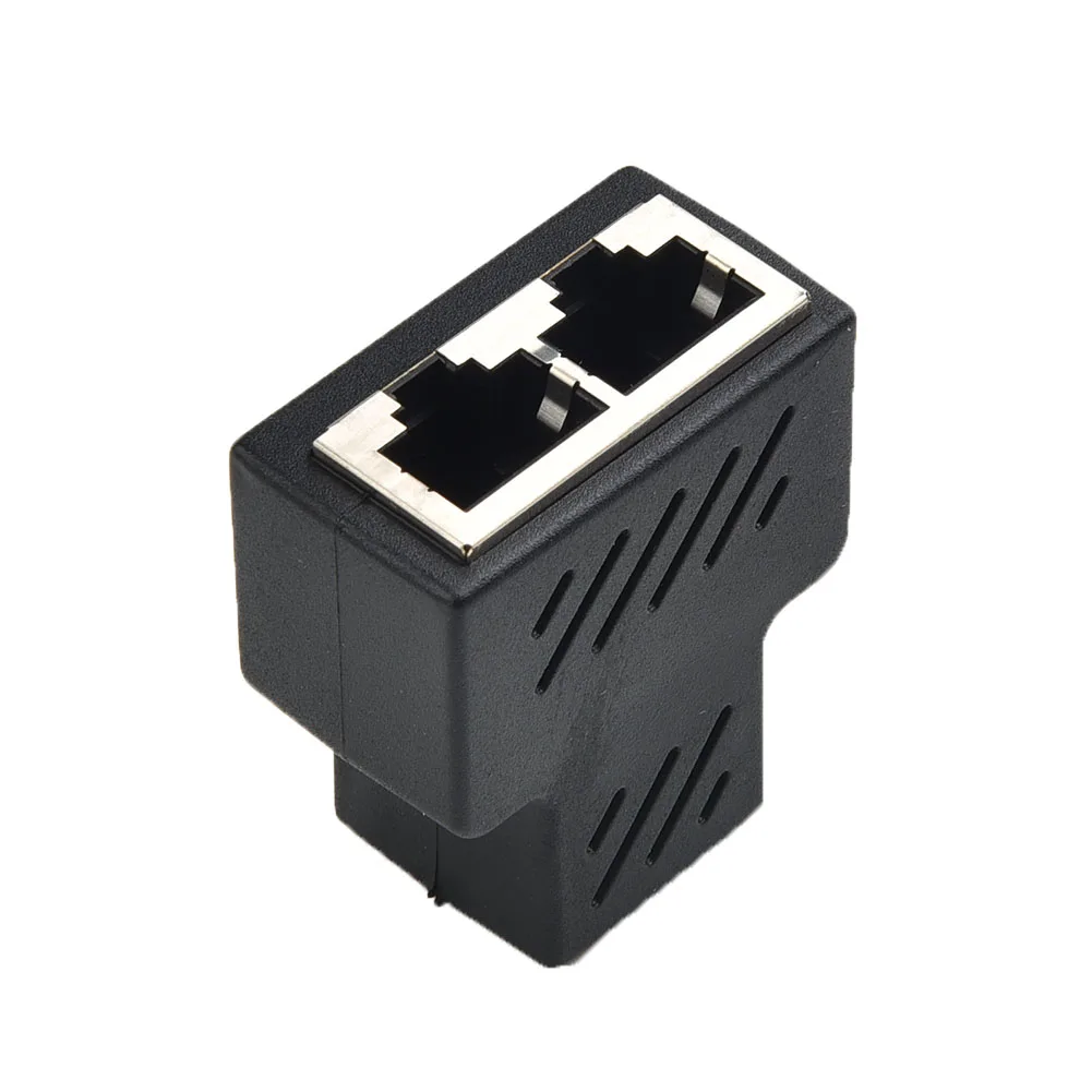 Good Quality Splitter Adapter Black Useful Metal Practical Replacement Tool Plug 1 To 2 Cable Ethernet Extender