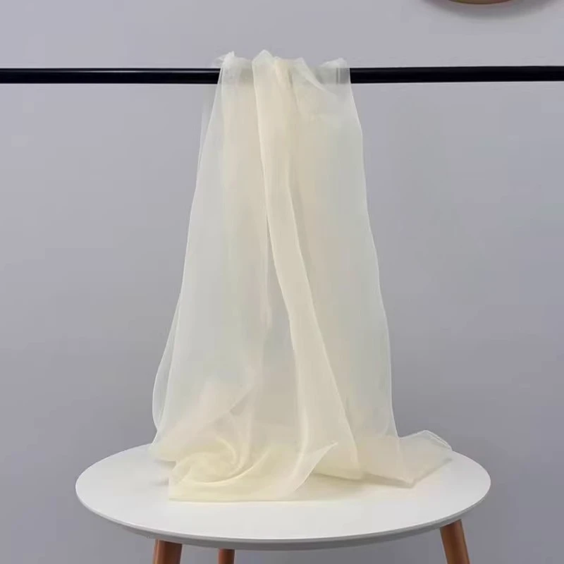 5 m/Lot Organza-Stoff mit hoher Dichte für Hochzeitskleider, Seidenimitat-Stoff, DIY handgefertigte Accessoires, transparentes Garn – Detail 6