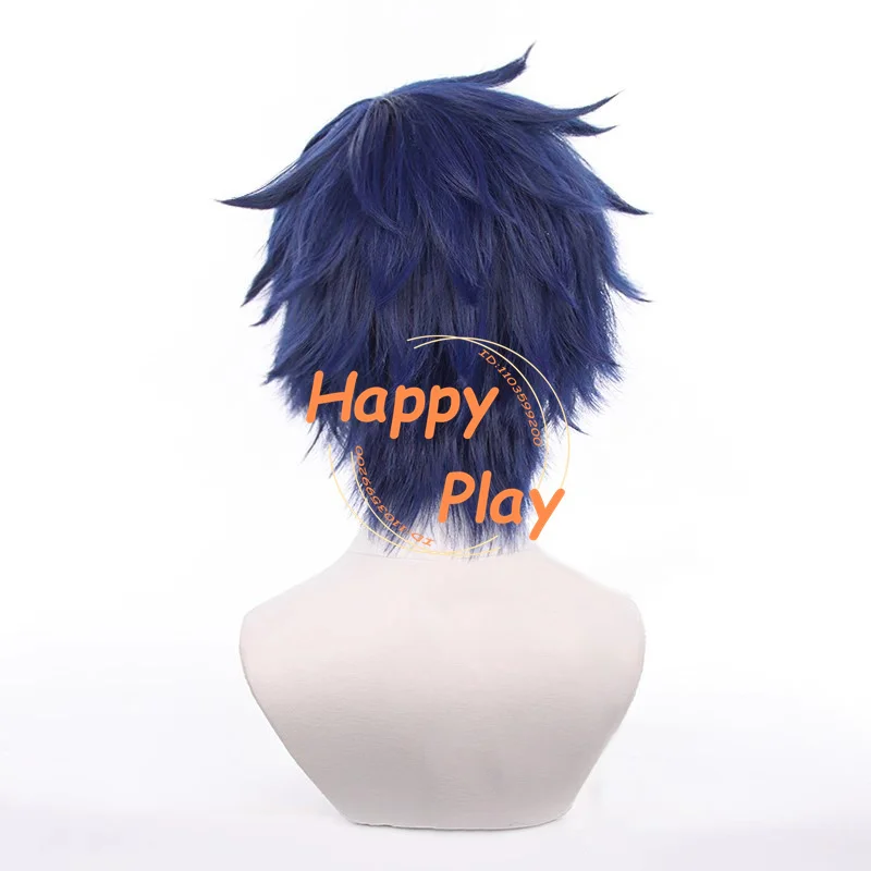 الاصطناعية ES Fushimi Yuzuru شعر مستعار تأثيري 30 سنتيمتر الأزرق الباروكات مقاومة للحرارة الشعر للنساء الرجال هالوين عيد الميلاد دور اللعب أنيمي شعر مستعار
