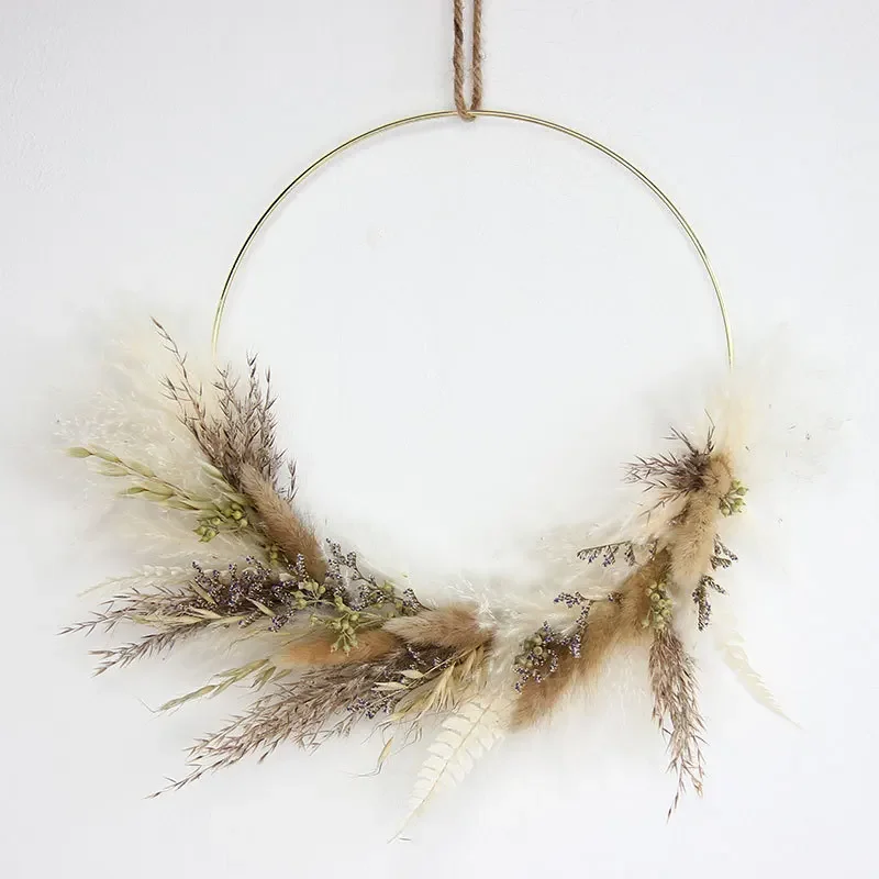 Boho Flowers Bunny Wreath Wedding Arrangement Natural Dried Pampas Grass Decoration For Birthday Autumn Decor Party Decorative