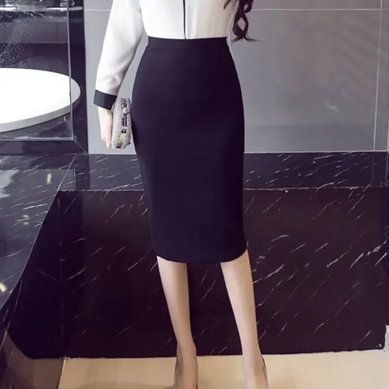 S-5XL Women Pencil Long Skirts 2026 High Waist Casual Summer Sexy Skirts Slim Red Office Lady Work Wear Oversized Black Skirt