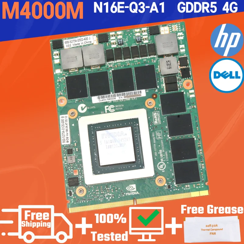 

Quadro M4000m 4GB GDDR5 Video Graphics VGA Card For HP Zbook 17 G3 For Dell Precision 7710 7720 N16E-Q1-A1 04XR03