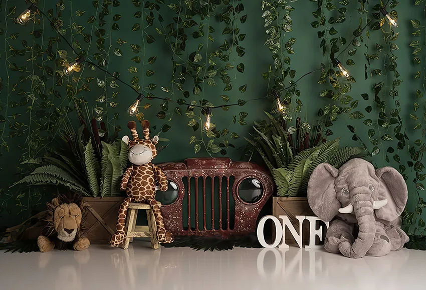 Mehofond Photography Background Jungle Animals Tropical Wild One Boy 1st Birthday Party Cake Smash Decor Backdrop Photo Studio