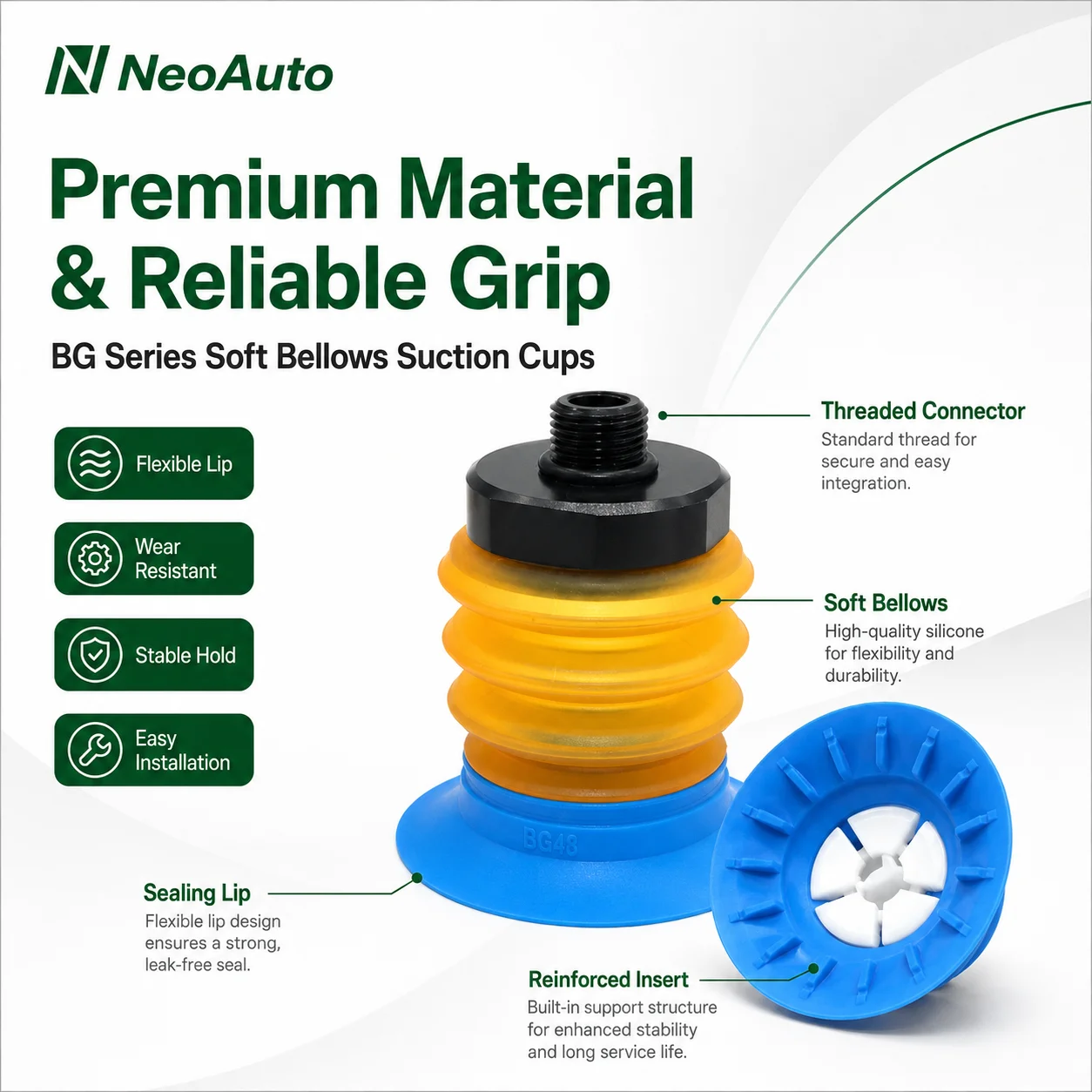 BG25 Soft Bag Corrugated Suction Cup Silicone Vacuum Vuction Cup Industrial Food Packaging Industry Manipulator Suction Cup