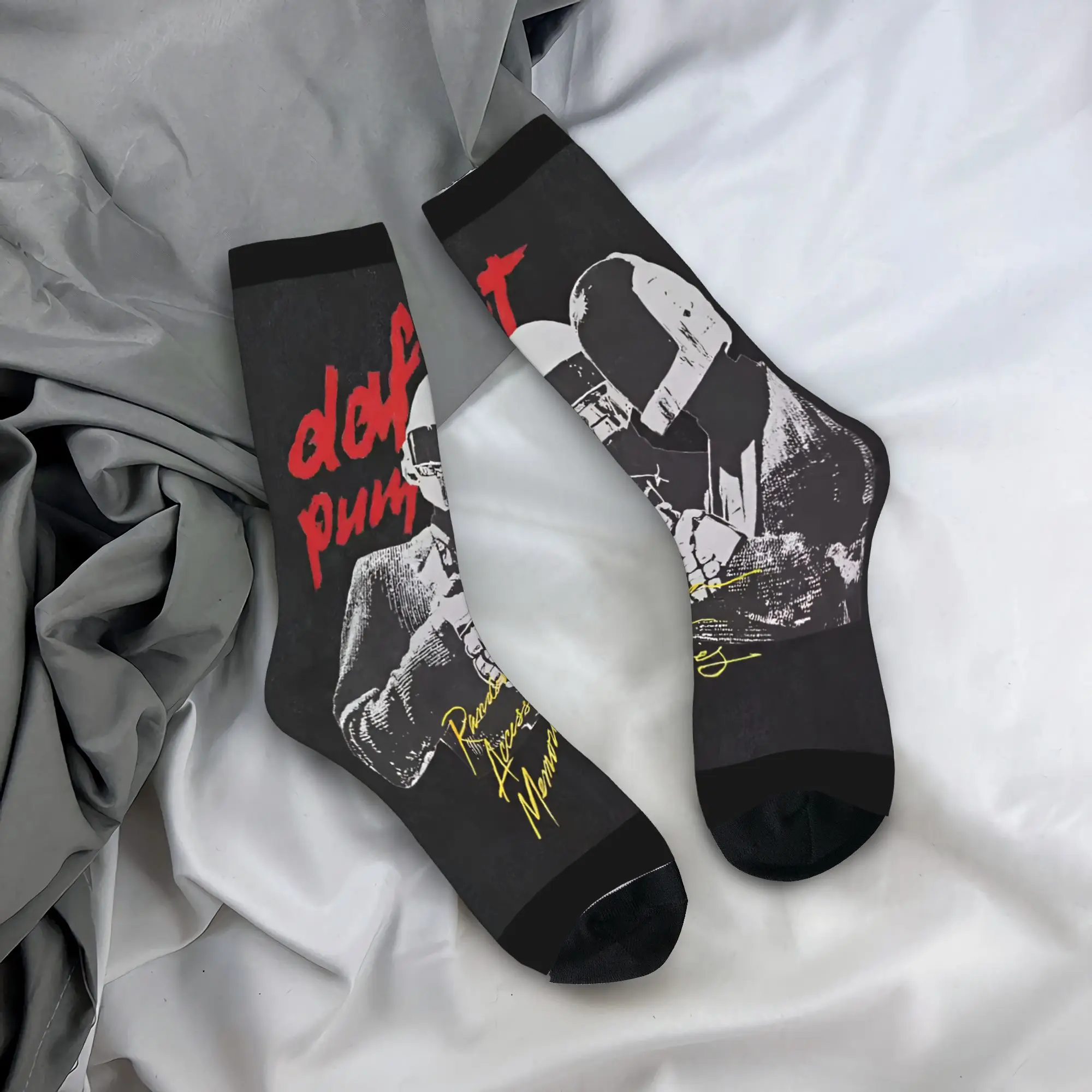 Daft punk banda eletrônica meias outono meias casuais mulheres homens meias de alta qualidade impresso ao ar livre meias antiderrapantes