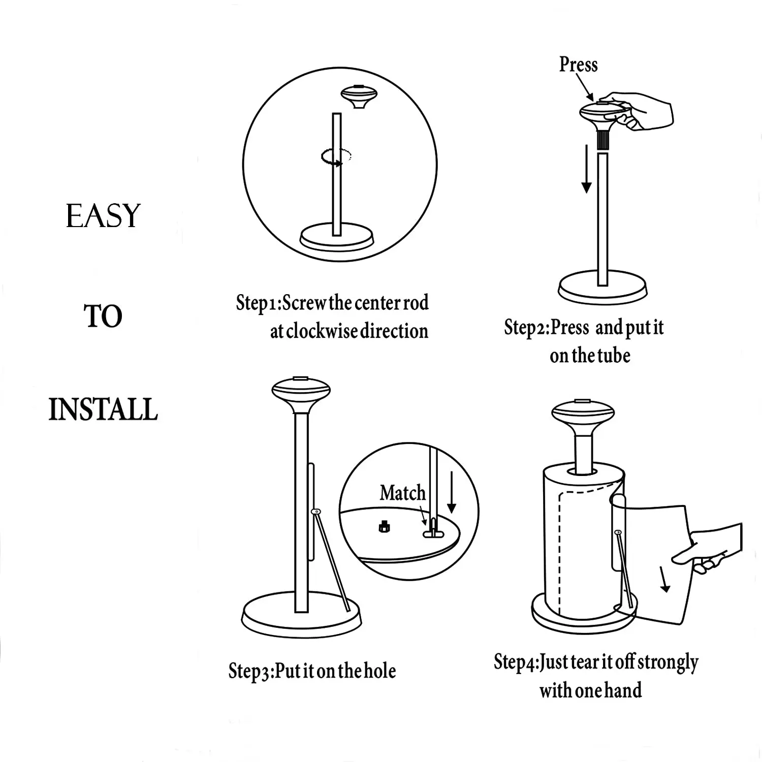 A98E-Paper Towel Holder, Standing Paper Towel Organizer Roll Dispenser For Kitchen Countertop Home Dining Table