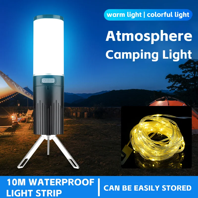 

WEST BIKING Portable Camping Light LED Light Strings USB Charging Tent Lantern Colorful Ambience Decoration Outdoor Camping Lamp