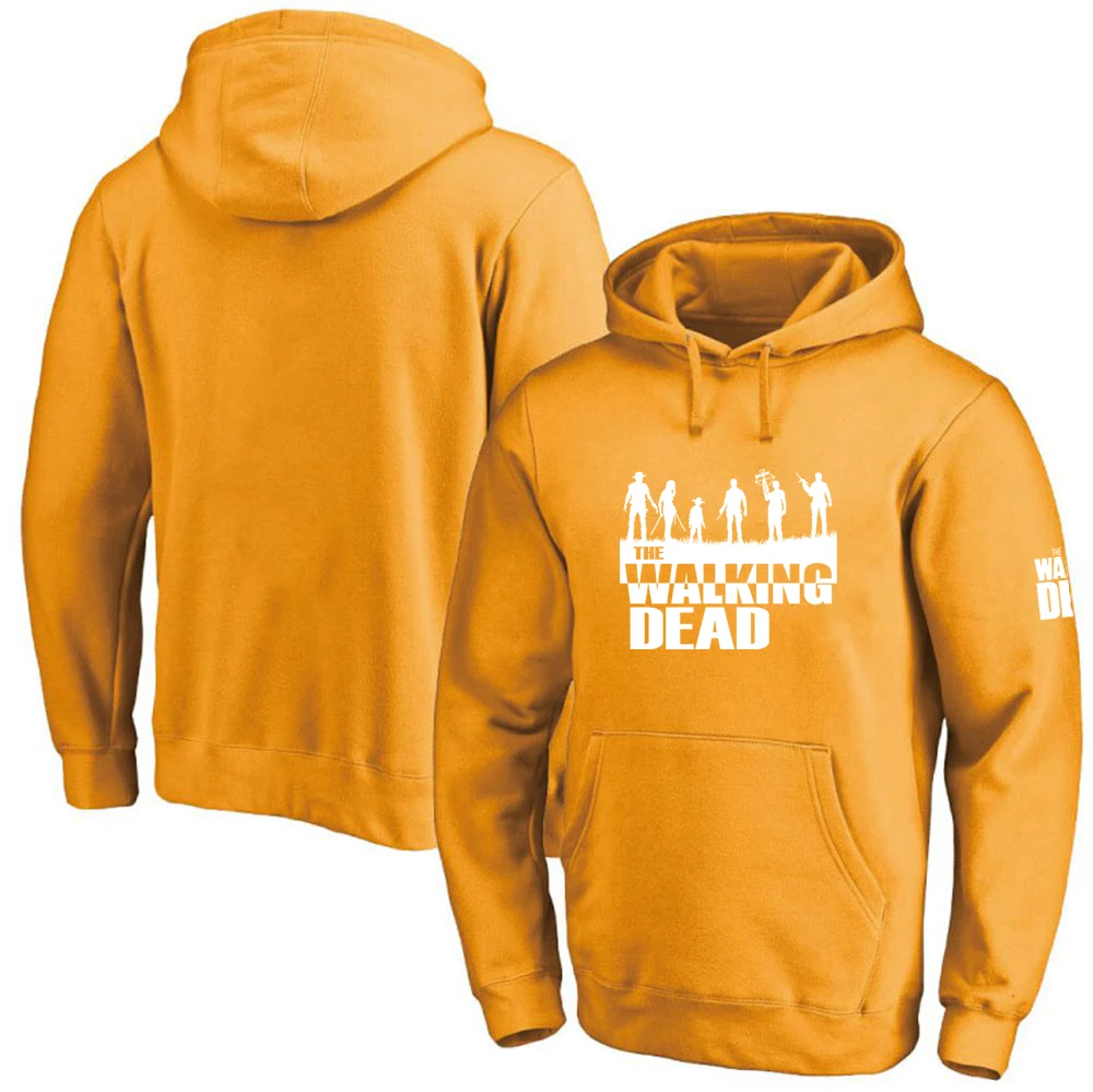 2025 printemps automne The Walking Dead imprimer populaire haute rue coton cordon sweats à capuche hommes couleur unie pull à capuche ample