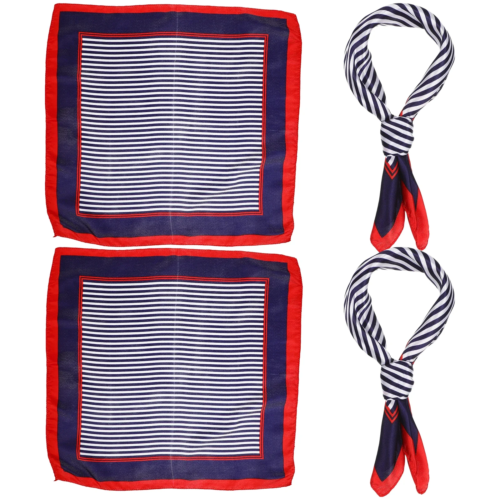 4pcs Women's Business Dress Square Neck Scarf Stripe Neckerchief Lady Business Suit Neckerchief Silk Polyester Hair Scarf 50 CM