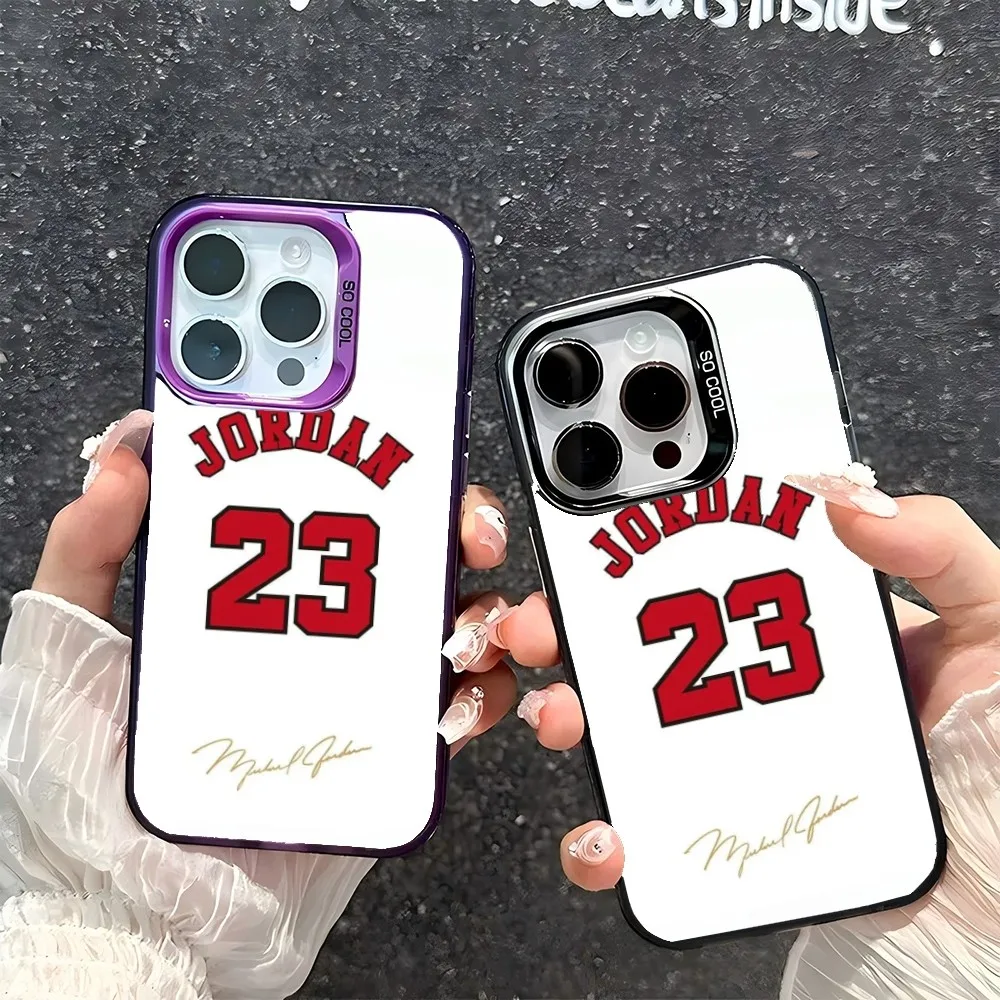 Basketball Player J-Jordan MJ Luxury Phone Case IMD Color Silver Shell For IPhone 16 15 14 13 12 11 Pro Max Plus