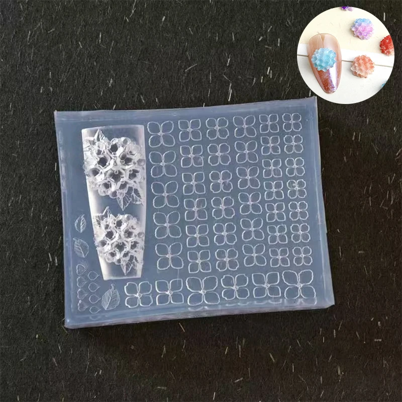 Hydrangea 3D High Transparency Nail Carving Mold DIY Design Silicone Petal Soft Stamping Plates Manicure Art Mold Decor Tools. - view 3