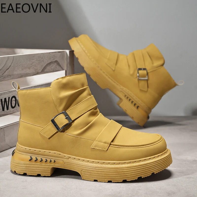 

Men Tooling Boot Round Toe Keep Warm Mens Winter Boots Non-slip Hard-wearing Man Outdoor Shoe Lightweight Easy To Clean Hot Sale