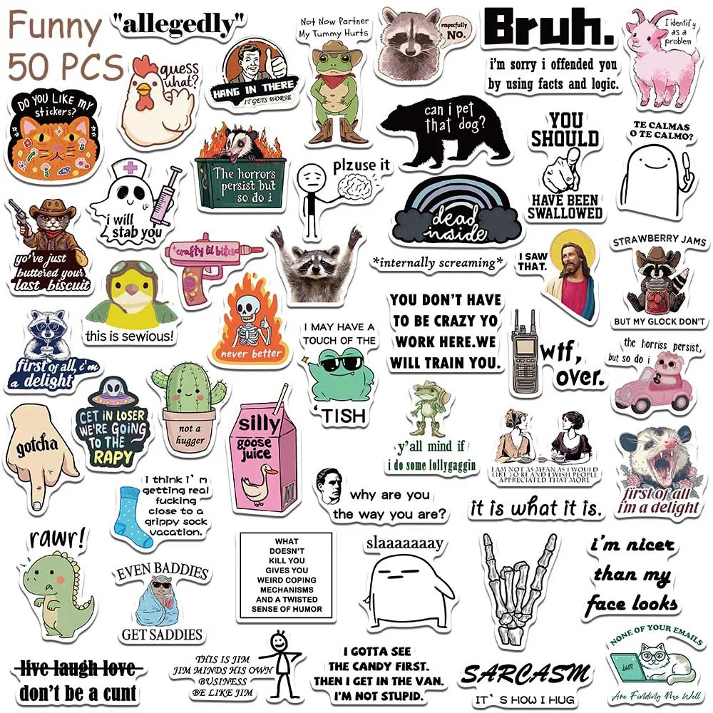 50 قطعة ملصقات حيوانات كرتونية مضحكة شارات ميمي للهاتف المحمول وحقيبة الكمبيوتر المحمول ولوح التزلج وملصقات مقاومة للماء #5