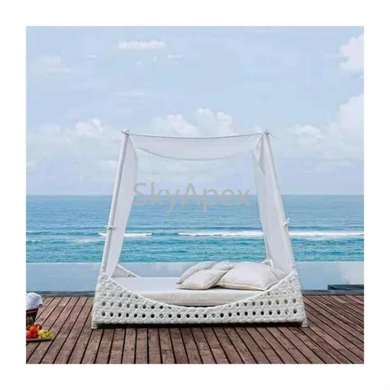 High Quality Modern Large  Round Canopy Hammock Swing Chair  Outdoor Recliner Sofa Bed  For Terrace  Deck Garden Pool Patio Yard