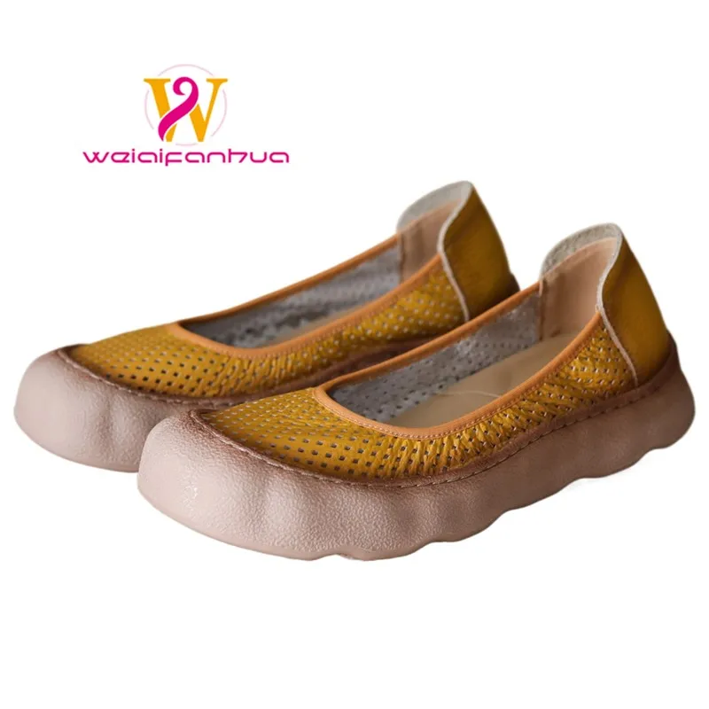 

Women's Sandals 2026 New Style Genuine Leather Hollow Thick-soled Single Shoes Casual Breathable Shallow-toe Women's Shoes