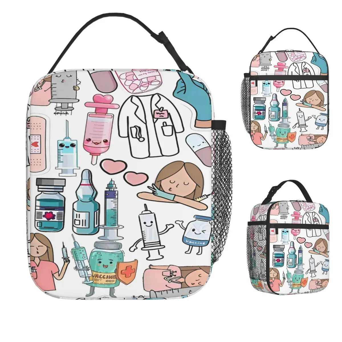 Enfermera En Apuros Nurse Medical Doctor 8 Lunch Bag Portable Lunch Box Picnic Print Cooler Bag Oxford Thermal Tote Handbags